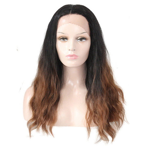 Ombre Brown Synthetic Lace Front Wig With Baby Hair Glueless Heat Resistant Dark Roots Ombre Lacefront Synthetic Wigs For Women Free Part