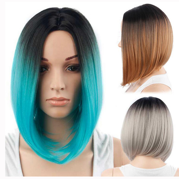 Synthetic Hair Wigs Short Bob Wig Ombre Color 12inch Heat Resistant Synthetic Hair wigs Popular Style