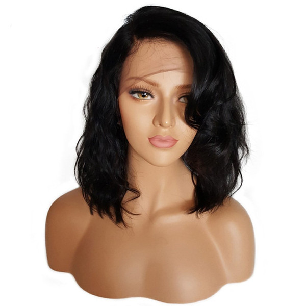 12inch Brazilian Virgin Simulation Human Hair Lace Front Wigs Glueless Short Bob Synthetic Hair Wigs Wavy With For Black Women