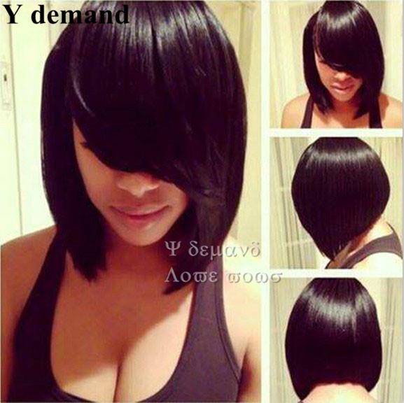 Brazilian Bob Wig Full Straight Similar Human Hair Wigs Black/Brown Wig For Black Women Y demand