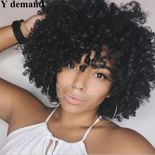 Fashion Fluffy Afro Bob Black Wig Short Kinky Curly Wig Natural Hairstyles Pelucas Modern Cheap Wigs For Black Women