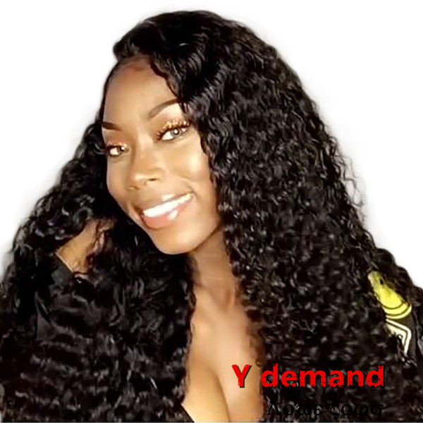 Top Quality Silky Black Long Kinky Curly Wig Simulation Human Hair Wigs Straight Wigs For black women In stock