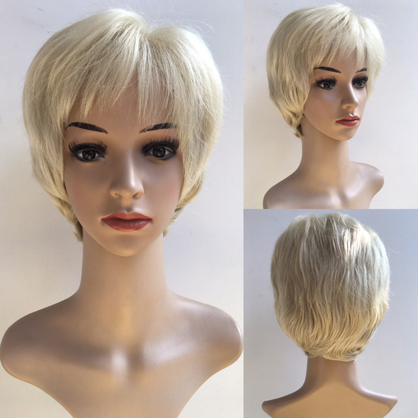 Hair Straight Fashion Sexy Ladies Cheap Hair Beige Short Women Cosplay Wigs Synthetic Heat Resistant Hair Wig