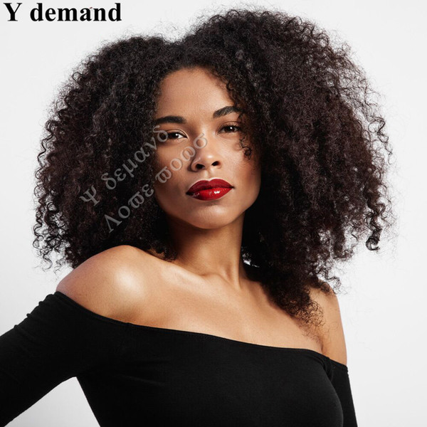 Health Bob Kinky Curly Wigs for Black Women Simulation Human Hair Dark Brown Afro Full Wigs