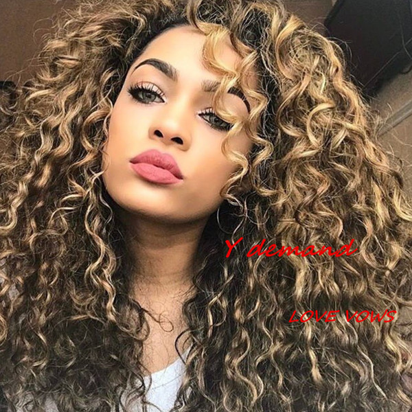 Newest Fashion 16inch 12# Long Curly Wavy Hair Afro Wig Siulation Like Brazilian Human Hair Wig Y demand