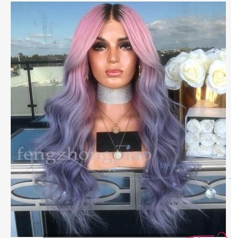 Rainbow Color Sexy Cosplay Long Wigs Woman Fashion Simulation Human Hair Best Silk Body Wavy Party Wigs for Black Women