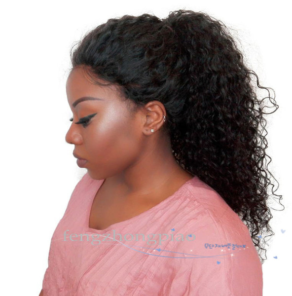 FZP Natural Looking Kinky curly Full Wigs With Hairline Deep Wave Glueless Brazilian Virgin Simulation Human Hair Wigs For Black Women