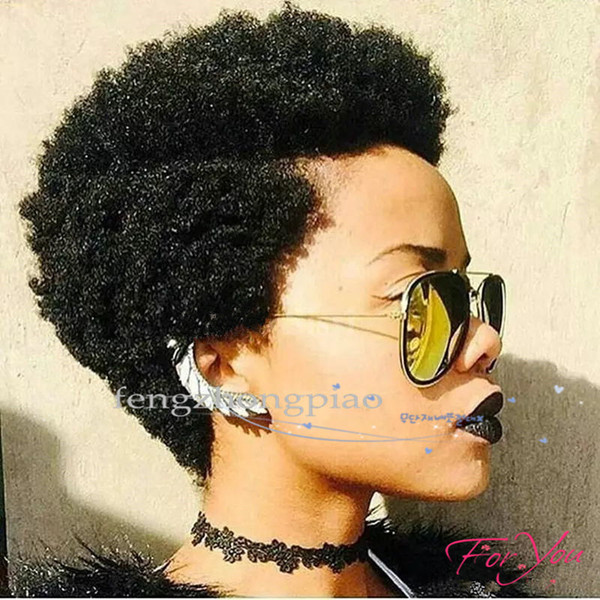 FZP New arrving Black afro kinky culry Simulation Human Hair Wigs Kinky Curly fashion wigs free shipping in stock