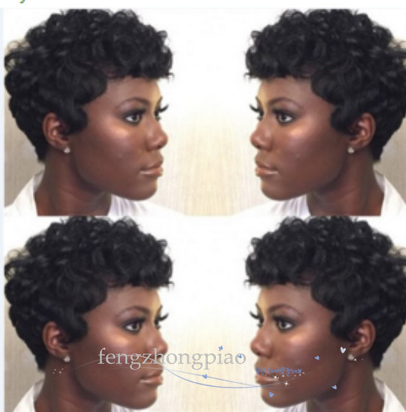 Hot Selling brazilian Hair African Ameri Short kinky curly wig Simulation Human Hair curly wig free shipping