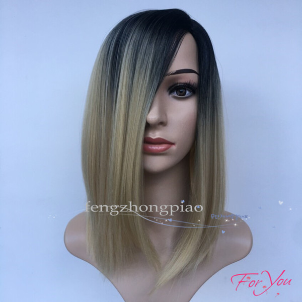 FZP Wholesale Ombre Blonde BOB Straight Wig Cheap Super Pretty Stylish Short wig/wigs Peruca Blanca Perruque