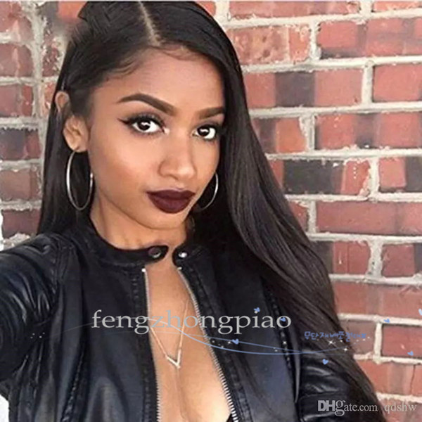 FZP Black Long Straight Wigs Natural Looking Hair Glueless Full Hair Wig For African Americans Woman 22inch Heat Resistant For Black Women