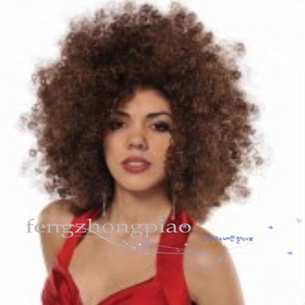 HOT sales! Cosplay Wigs Brown Fans Hair Festival Party Wig Afro Style Hair Halloween Disco Curly Afro Wig Wholesale