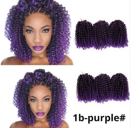 Xiu Zhi Mei High quality Purple Curly Crochet Hair Marley Braid Hair Kanekalon Ombre Braiding Hair Synthetic Crochet Braids