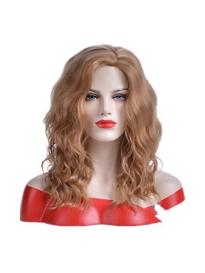 Xiu Zhi Mei 2018 new women's wig brown short water wave wig high temperature heat resistant synthetic fiber hair rose net wigs