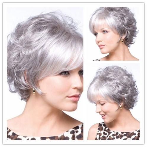 Xiu Zhi Mei Top Quality Chic womens Cut Hairstyles Synthetic Short Wavy White Wigs for African American Women Hair Wigs