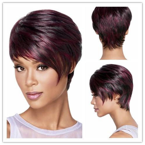 Xiu Zhi Mei Synthetic Hair Women's Wigs Short Bob Wig Hair Straight Short Wigs for Black Women Color Pixie Cut Female African American