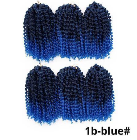 Xiu Zhi Mei 1B-Blue# Curly Crochet Hair Marley Braid Hair Kanekalon Ombre Braiding Hair Synthetic Crochet Braids