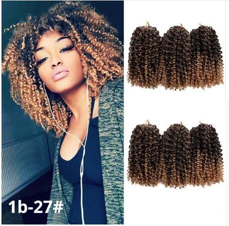 Xiu Zhi Mei Brown Curly Crochet Hair Marley Braid Hair Kanekalon Ombre Braiding Hair Synthetic Crochet Braids