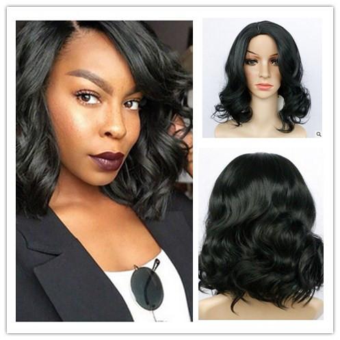 Xiu Zhi Mei Hot Sale female Short Wavy Wig Synthetic Wigs for Black Women Short Black Wig Cheap Wigs For Women