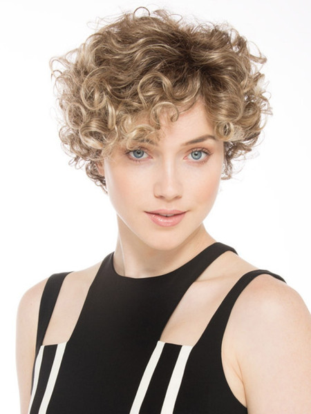 Xiu Zhi Mei Blande Short Afro Kinky Curly Natural Hair Wig Cheap Cosplay Synthetic Brown Women's Wigs Perruque Afro Wig For Black Women