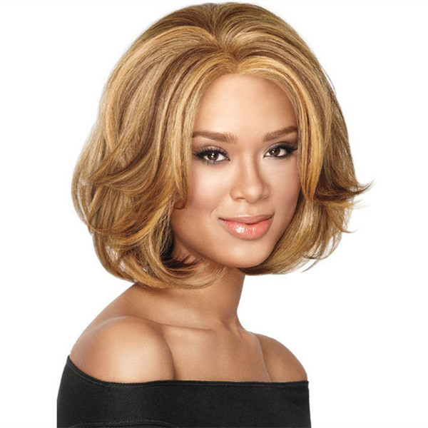 WoodFestival harajuku bob curly wig synthetic ladies ombre blonde hair wigs women heat resistant fiber short wig peruca lolita