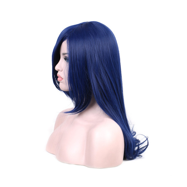 Genuine WoodFestival dark blue wig long straight hair female heat resistant synthetic cosplay wigs for women