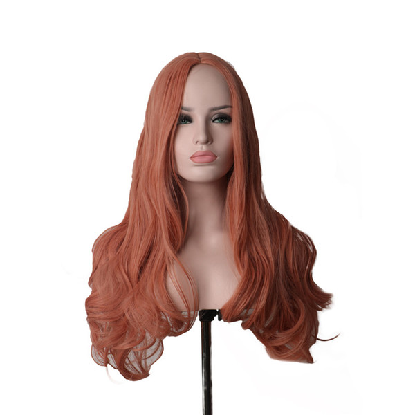 WoodFestival orange curly wig long pink wig synthetic wigs for women heat resistant high temperature fiber cosplay hair wigs