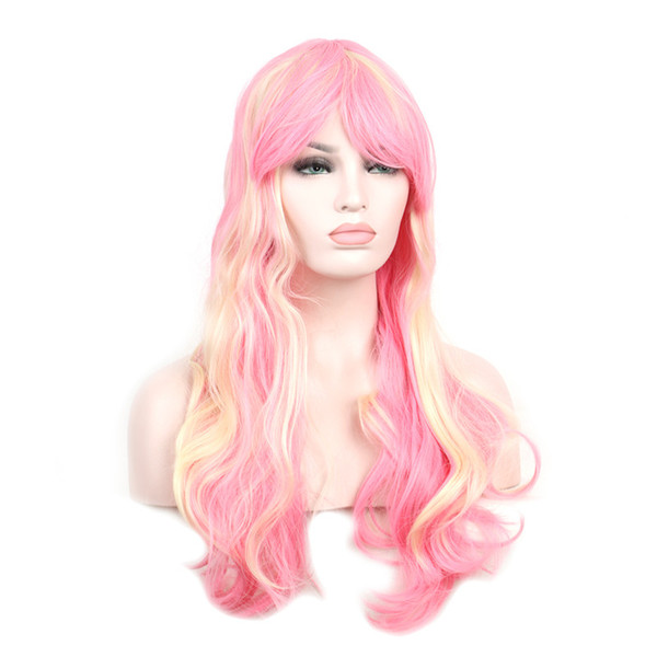 WoodFestival mixed color blonde pink wig cosplay long hair ladies heat resistant synthetic wigs for women