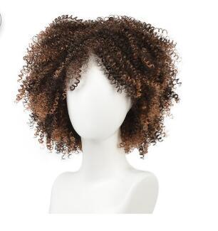 High quality Short Synthetic Wigs Omber Blonde Curly Wigs for black women High Temperature Fiber Black Hair