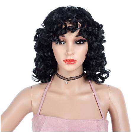 XIUZHIMEI high quality African descent short curly hair black wig golden black women wig wave head fashion wig