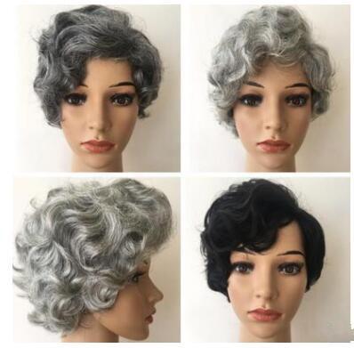 2018 new ladies wig fluffy short hair black gray silver white Halloween ladies makeup hair accessories