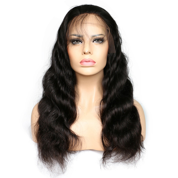 Natural Color Full Lace Wigs Body Wave Human Hair Brazilian Peruvian Malaysian Indian Body Wave Lace Front Human Hair Wigs With Baby Hair