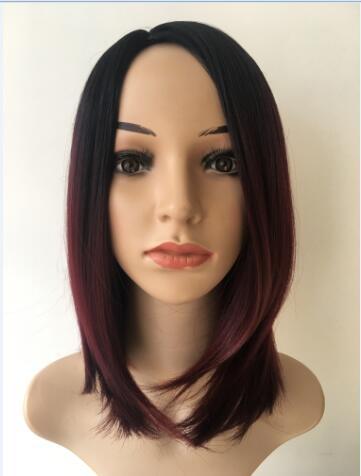 XIUZHIMEI12 color gradient short straight hair European and American dyed wig chemical fiber hair wave head wig beauty makeup hood headdress