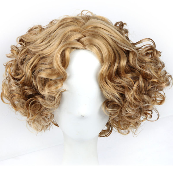 Short Curly Synthetic Wigs for Women Men Light Brown Synthetic Hair Party Cosplay Wigs High Temperature Fiber Africa American Wigs