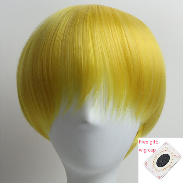 Cosplay Wigs Natural Style Straight Yellow Wig Heat Resistant Synthetic Wig Grey Hair Wigs for Black Women Men Full Head Wigs with Bangs