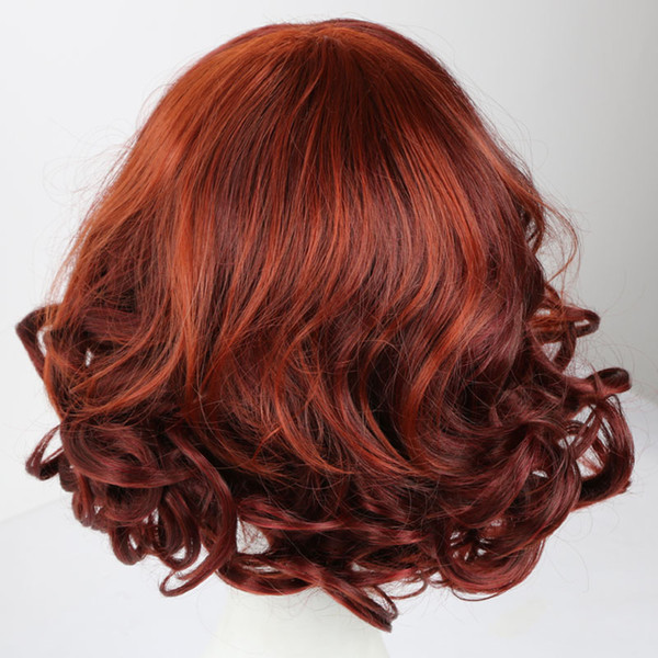 Red Color Short Wavy Synthetic Hair Wigs for Women Full Head Ladies Wig for Party Daily Cosplay with Free Shipping