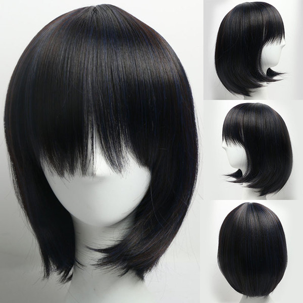 New Fashion Straight Short Wigs Party Cosplay Wig Short Black Wig Heat Resistant Fiber Synthetic Natural Cheap Hair Wigs for Women