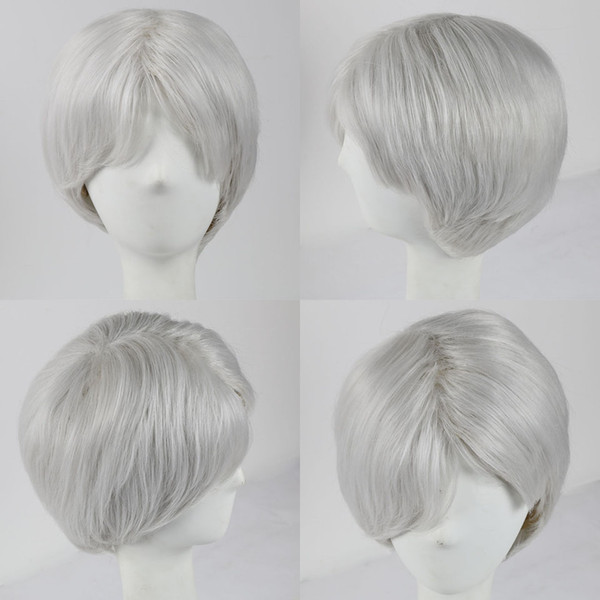 Hot Selling Short Light Grey Synthetic Hair Wigs For Women And Men Party Cosplay Wigs Natural Style Heat Resistant Synthetic Wigs