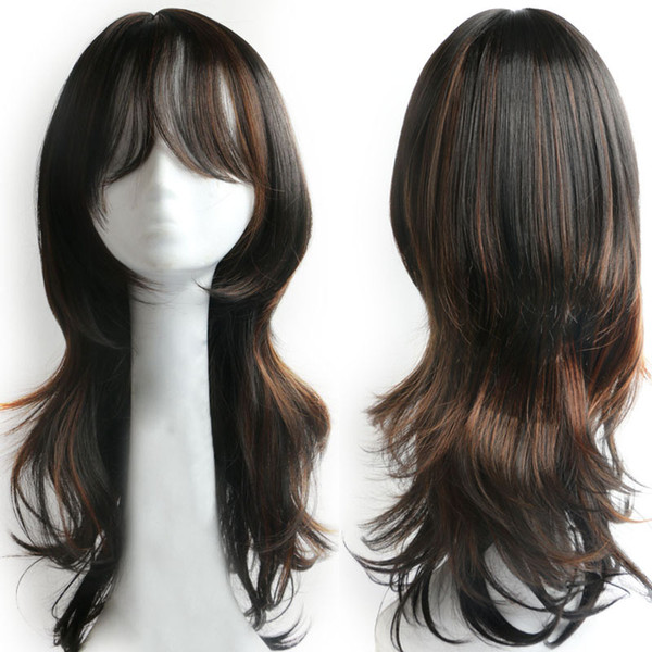 Synthetic Hair Wigs with Air Bangs New Fashion Long Wavy Hair Wigs for Black/White Women Ladies Cosplay Wig Party Wigs