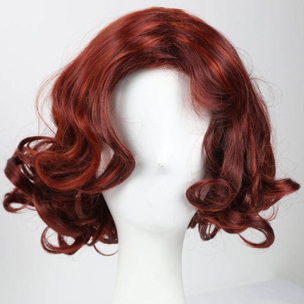 Synthetic Wig Short Length Dark Red Wavy Hair Capless Natural Wigs for Black Women White Women African American Wigs Free Shipping