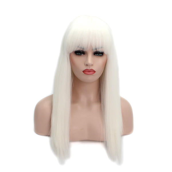 Yaki Straight Wigs White Color Silky Wigs Light Yaki Wigs