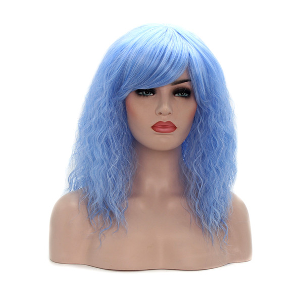 Afro Kinky Curly Hair Blue Color Wave Hair Wigs Fashion Hair Wigs for Girl