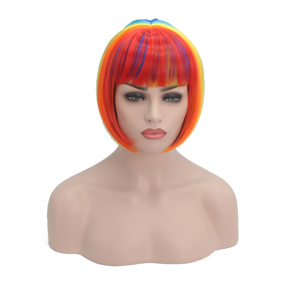 Colorful Hair Wigs Rainbow Color Wigs Hair Wigs for Fashion Girl