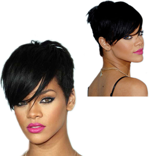 New Arrival European American Women Short Fluffy Wigs Black Synthetic Hair Party Cosplay Wigs High Temperature Fiber for Female