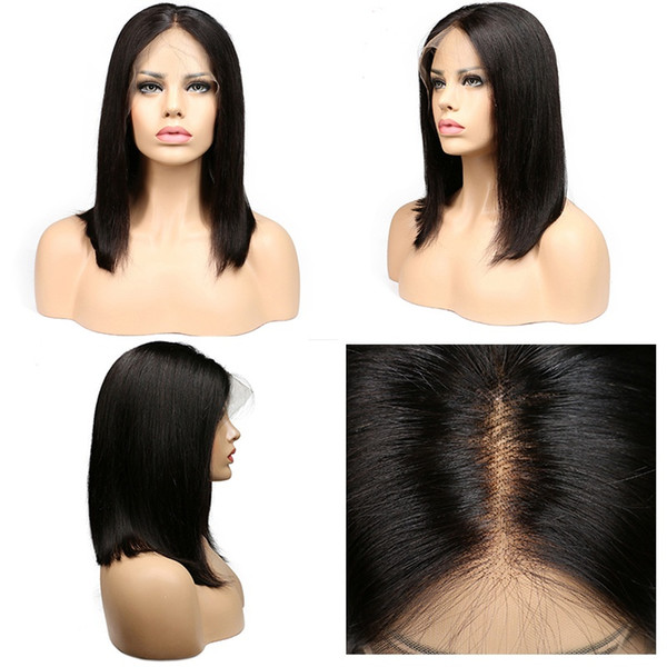 Women Medium Short Carve Straight Synthetic Wig Ladies Black Lace Front BOBO Heat Resistant Cosplay Wigs High Quality Artificia Hair Caps