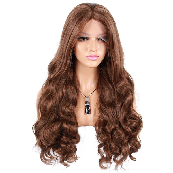 Factory direct wholesale synthetic hair lace front wig heat resistant super wavy hot sale synthetic wigs black women