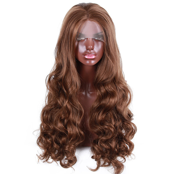 Wholesale Factory Cheap Brown Colour Heavy Density 250 % Synthetic Lace Front Wig