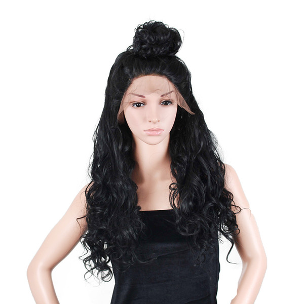 Synthetic Hair Material and Half Hand Tied Wig Technique Long fashion pretty nice wave lace front wig