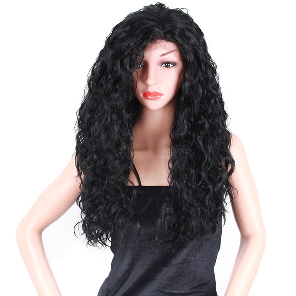 Cheap DHgate hot sale synthetic lace front wig heat resistant black wig fashion nice