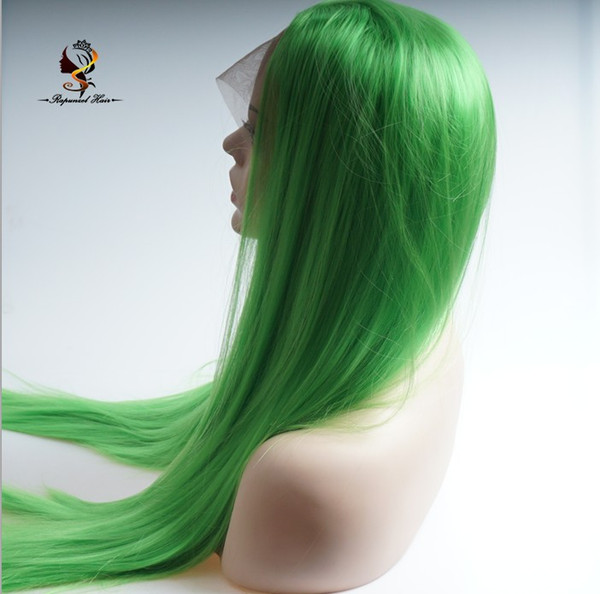 Wholesale Factory Cheap Green Colour Heavy Density 250 % Synthetic Lace Front Wig